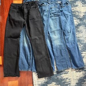 Old Navy Men’s Bootcut Jeans - Black and Blue, 29x32, Bundle of 4 pairs